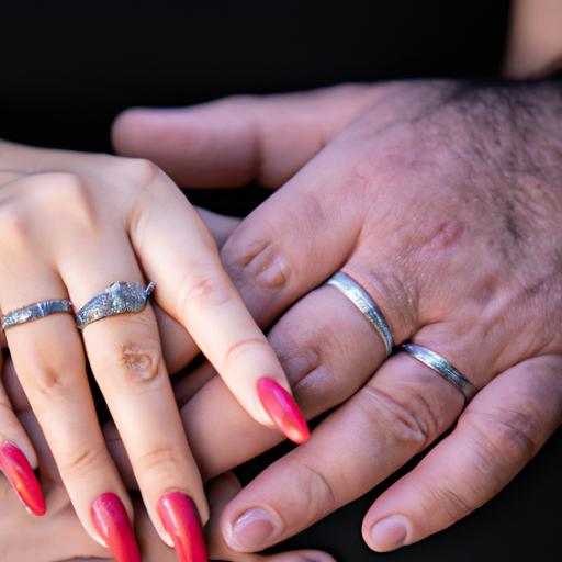 Đôi tay của cặp đôi nắm chặt nhau, khoe sự đồng điệu với những chiếc nhẫn cưới Cartier chính hãng.