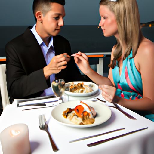 Cặp đôi thưởng thức bữa tối lãng mạn tại nhà hàng đại dương