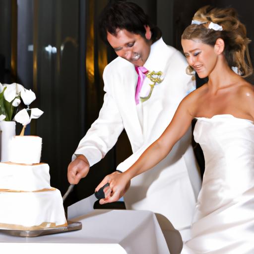 Cặp đôi hạnh phúc cắt bánh cưới tại nhà hàng Adora