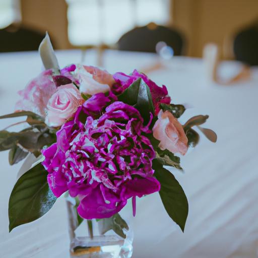 Tình yêu đẹp như hoa: Bó hoa cưới nằm trên bàn với hình nền đám cưới đẹp