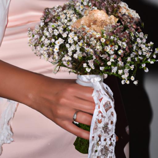 Cô dâu cầm bó hoa nhỏ tinh tế trong ngày cưới