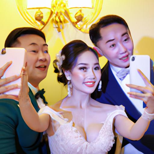 Khách mời nổi tiếng chụp ảnh selfie cùng cặp đôi uyên ương tại đám cưới Công Phượng và Viên Minh.