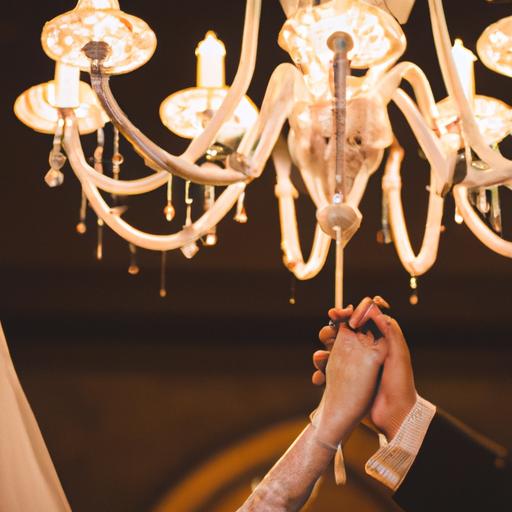 Đèn chùm trang trí đem đến không gian sang trọng cho lễ thành hôn.