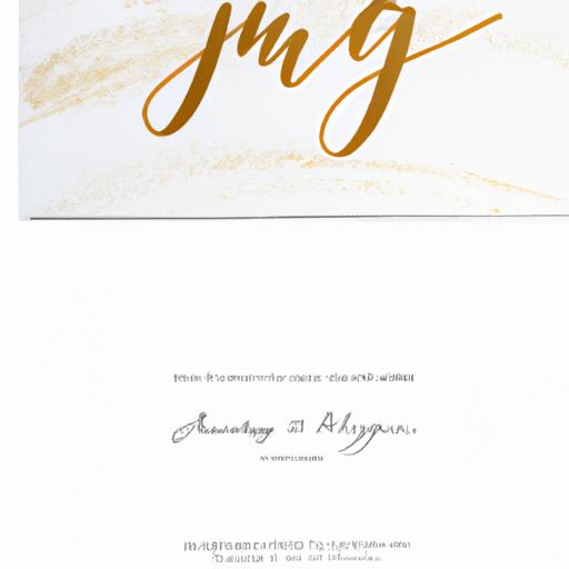 Mẫu thiệp cưới trắng tinh tế với chữ viết vàng