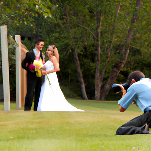 Nhiếp ảnh gia chụp ảnh cưới cho cặp đôi trong công viên