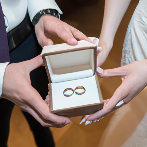 Bức ảnh đẹp của cặp đôi cầm nhẫn cưới trong hộp