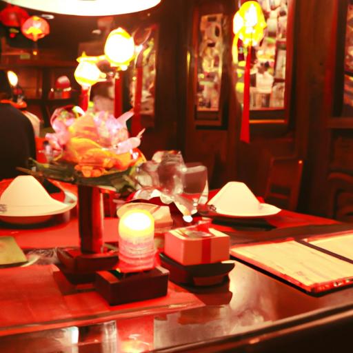 Bàn ăn lãng mạn cho hai người tại nhà hàng Thanh Hà với đèn nến và hoa cắm.
