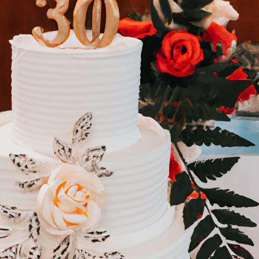 Chiếc bánh cưới được trang trí đẹp mắt với đầu bánh kỷ niệm 30 năm ngày cưới