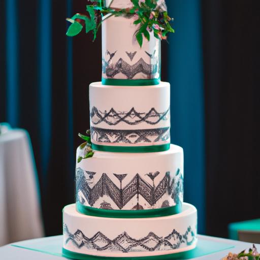 Bánh kem cưới 2 tầng hiện đại với họa tiết hình học độc đáo