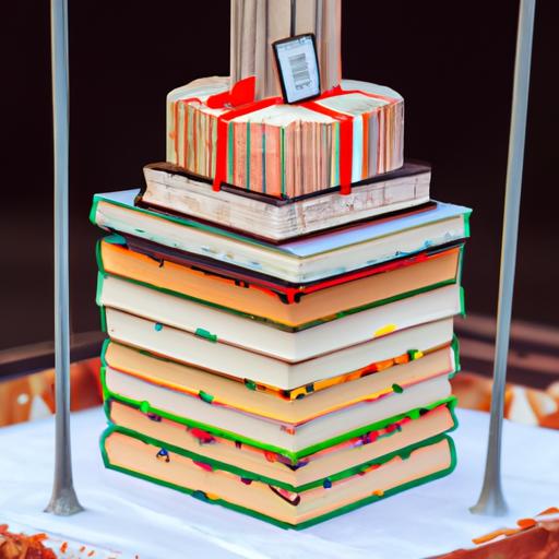 Mẫu bánh kem độc đáo và sáng tạo hình một đống sách, hoàn hảo cho các cặp đôi yêu sách kỷ niệm ngày cưới của mình.