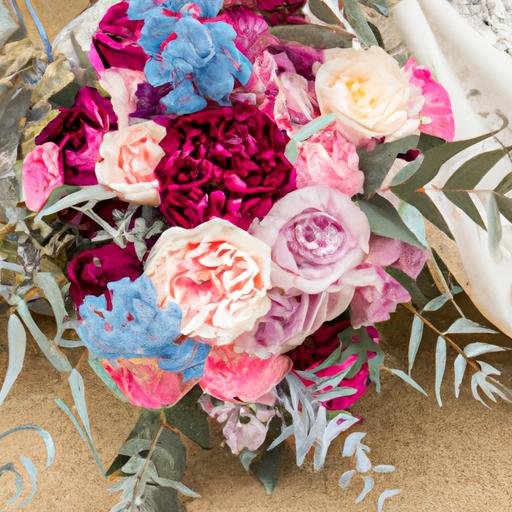 Bó hoa cưới đẹp được trang trí với nhiều loại hoa và cây xanh