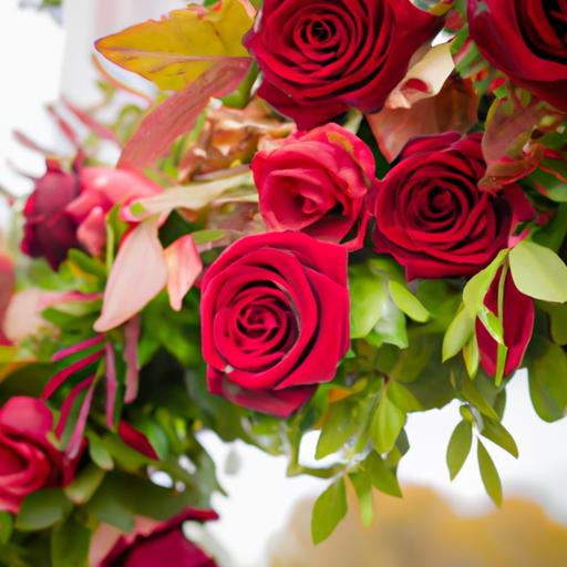 Các loại hoa đỏ cùng tạo nên một cổng hoa cưới đẹp và ấn tượng