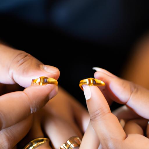 Cặp đôi hài lòng với những chiếc nhẫn cưới bằng vàng 18k