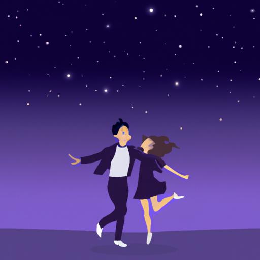 Cặp đôi hạnh phúc khi nhảy múa dưới bầu trời đầy sao