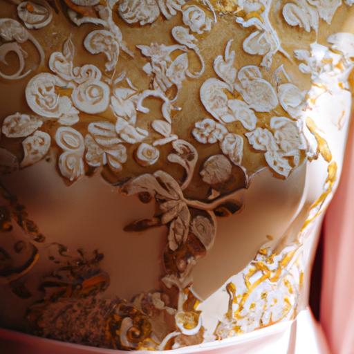 Chi tiết áo dài cưới của cô dâu với những đường thêu tinh xảo và chất liệu lấp lánh.