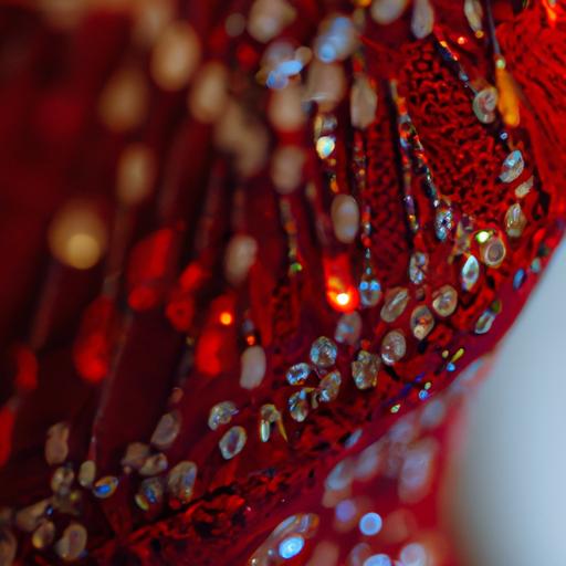 Chi tiết váy cưới đuôi cá màu đỏ với đính kết tinh xảo