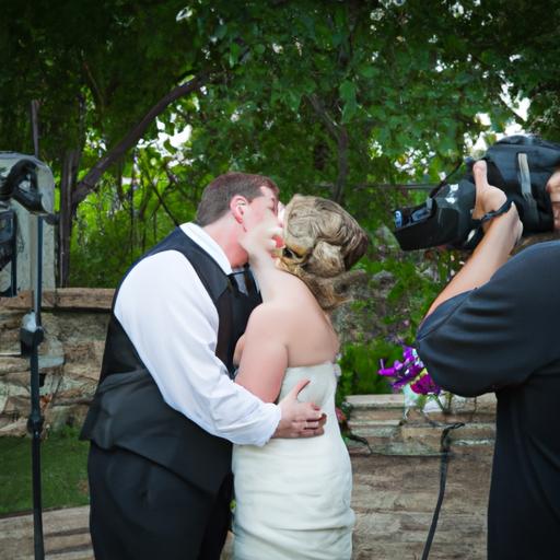 Nhiếp ảnh gia ghi lại khoảnh khắc hạnh phúc của cặp đôi với nụ hôn đầu tiên trong ngày thành hôn.