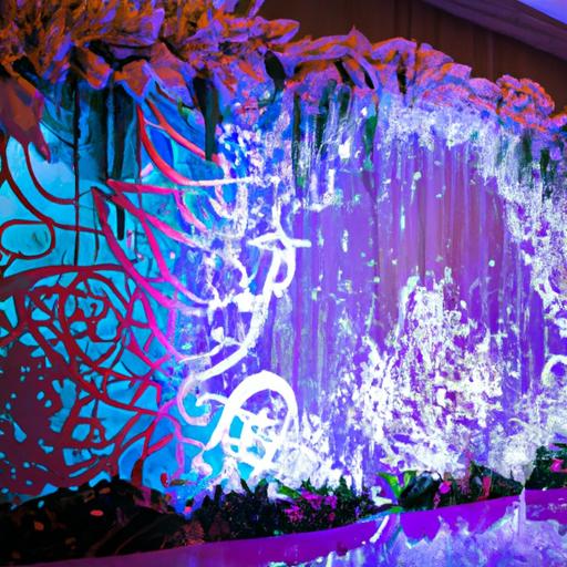 Thiết kế chữ dán tường đám cưới hiện đại với đèn LED và hình học
