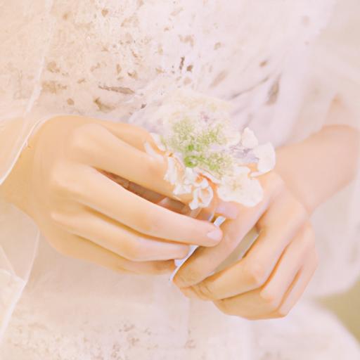 Cô dâu cầm bó hoa nhỏ xinh để tôn lên vẻ đẹp tự nhiên của mình