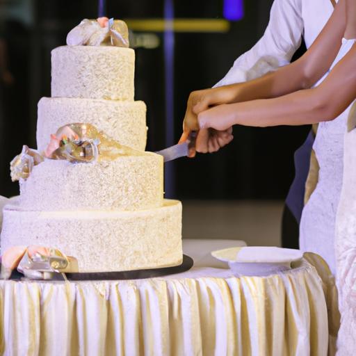 Cô dâu chú rể cắt bánh kem đám cưới 2 tầng