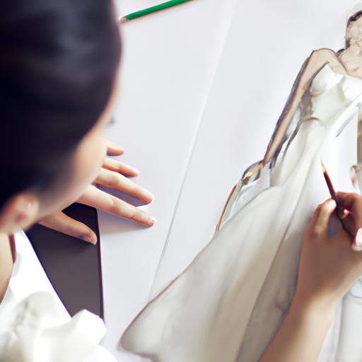 Cô dâu vẽ phác thảo thiết kế váy cưới của riêng mình
