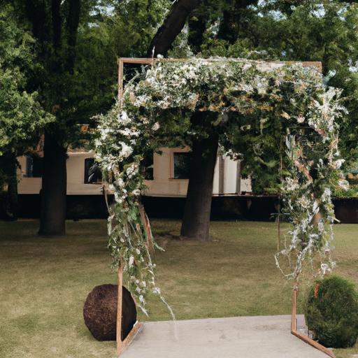 Cổng hoa cưới đơn giản với hoa trắng và lá xanh tại Vũng Tàu