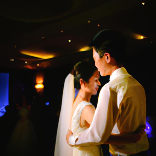 Khoảnh khắc lãng mạn của cặp đôi Bùi Trung Đẳng và Thu Vân trong khi nhảy chính thức với tư cách là vợ chồng.
