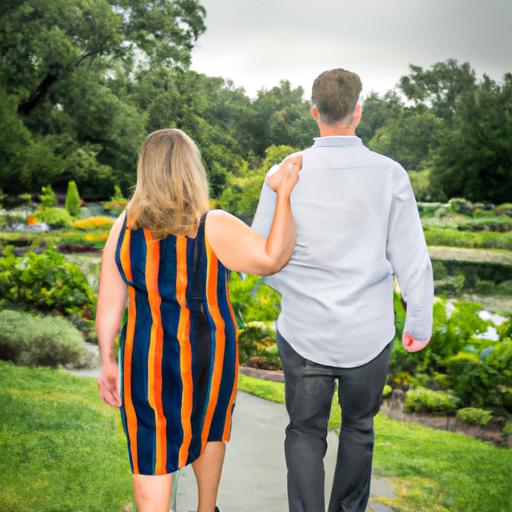 Một đôi vợ chồng đi dạo trong công viên tuyệt đẹp để kỷ niệm 20 năm ngày cưới.