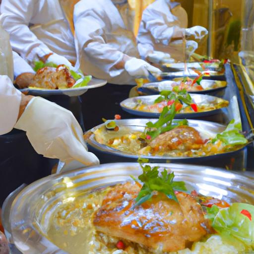 Đội ngũ đầu bếp chuyên nghiệp tại Trung tâm tiệc cưới & Hội nghị Golden Palace chuẩn bị bàn tiệc đa dạng và ngon miệng