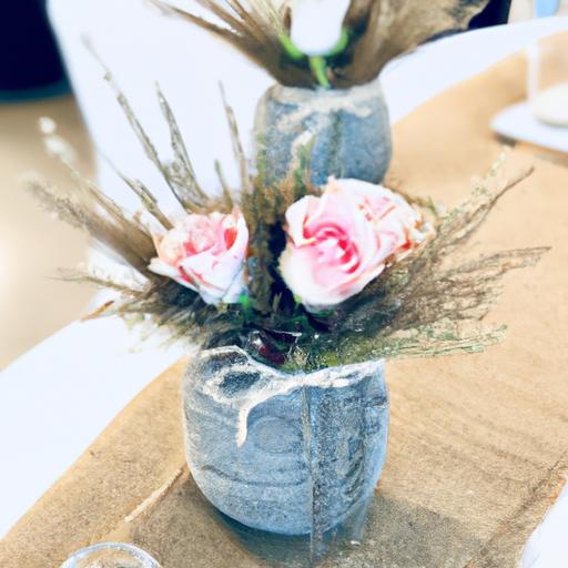Lẵng hoa cưới để bàn handmade