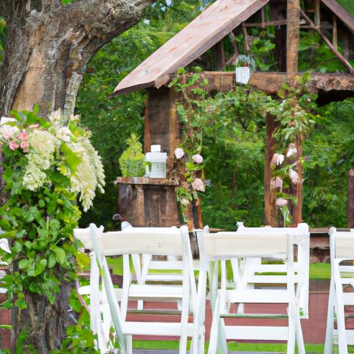 Không gian lễ cưới ngoài trời đẹp tuyệt vời với trang trí hoa và cây xanh tại trung tâm tổ chức tiệc cưới PHÌ LŨ