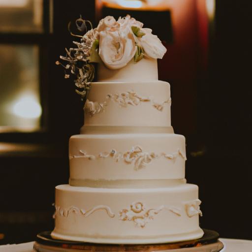 Mẫu bánh cưới 1 tầng phong cách vintage, kết hợp cùng những chi tiết hoa nhỏ xinh.