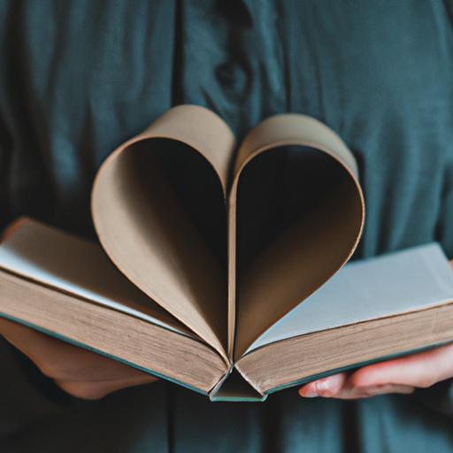 Người đọc sách với bìa hình trái tim của tiểu thuyết cưới trước yêu sau