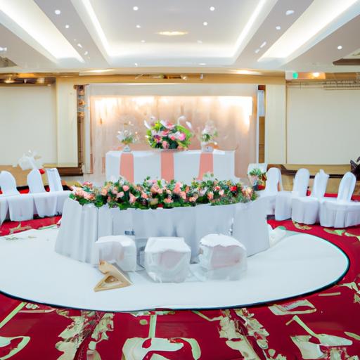Không gian tiệc cưới được trang trí đẹp mắt tại Nhà hàng tiệc cưới Minh Phú