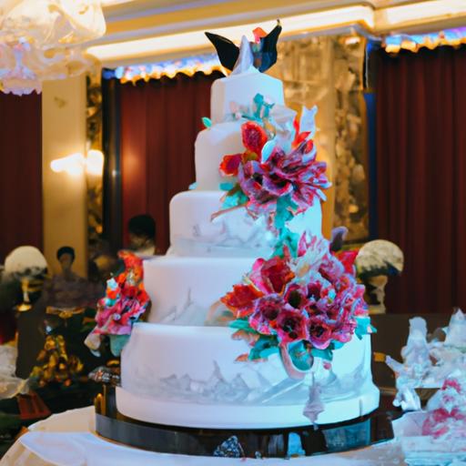 Mẫu bánh cưới được trang trí đẹp mắt tại Trung Tâm Tiệc Cưới Queen Bee